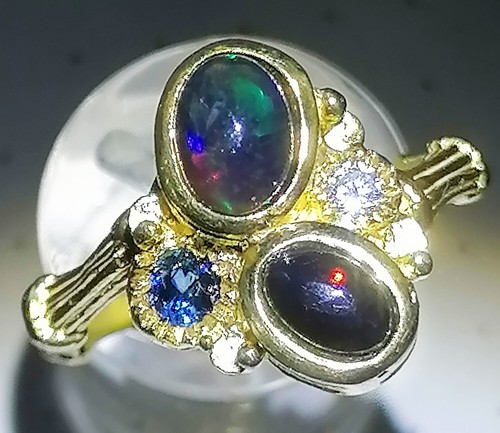 Black voll opal ring - , top